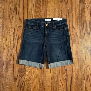NWT LOFT Denim Roll Shorts Dark Indigo Wash